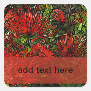 Lebhafte Red Orange Firebush-Pflanze Quadratischer Aufkleber