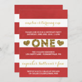 Lebhafte Red Stripes erste Geburtstagsparty Einladung (Vorne/Hinten)