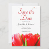 Lebhafte Red Tulips Save the Date Einladung (Vorderseite)