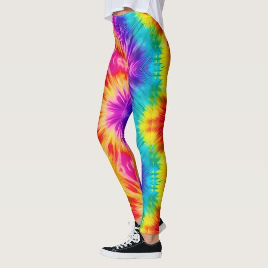 Lebhafte Regenbogen-gefärbte Krawatte Leggings (Links)