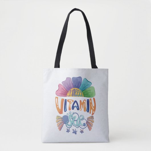Lebhafte Regenbogenhandschrift: Ich brauche Vitami Tasche (Vorderseite)
