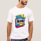Lebhafte Retro 80er Mix Tape Cassette T-Shirt (Vorderseite)