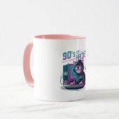 Lebhafte Retro 90er Cat Hacker Tasse (Vorderseite Links)