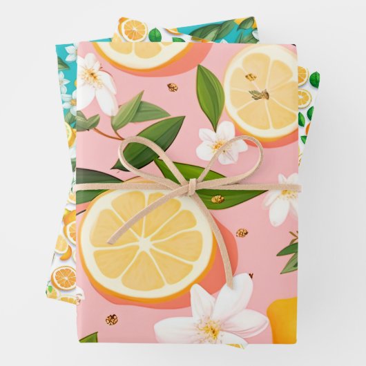 Lebhafte Retro Citrus Medley Weihnachten Geschenkpapier Set (Beispiel)