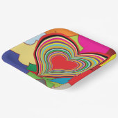 Lebhafte Retro-Herzen Pappteller (Gewinkelt)