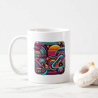 "Lebhafte Retro Neon Geometric" Kaffeetasse