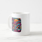 "Lebhafte Retro Neon Geometric" Kaffeetasse (Vorderseite Links)