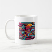 "Lebhafte Retro Neon Geometric" Kaffeetasse (Links)