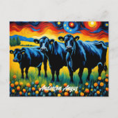 Lebhafte Rinder aus schwarzem Angus Postkarte (Vorderseite)