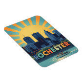 Lebhafte Rochester-Skyline bei Sonnenuntergang Magnet (Rechte Seite)