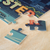 Lebhafte Rochester-Skyline bei Sonnenuntergang Puzzle (Seite)