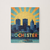 Lebhafte Rochester-Skyline bei Sonnenuntergang Puzzle (Vertikal)