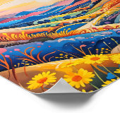 Lebhafte Rolling Hills Sonnenblumen Malerei Poster (Ecke)