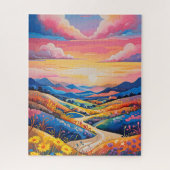 Lebhafte Rolling Hills Sonnenblumen Malerei Puzzle (Vertikal)
