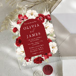 Lebhafte romantische Hochzeit in Rot und Weiß Acryleinladungen<br><div class="desc">Lebhafte romantische Rot- und Weißblüteneinladungen Siehe dazu passende Kollektion im Nest- und Nestladen</div>
