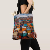 Lebhafte Rooftops - Städtische Kunstgewerbe Tasche (Von Nahem)
