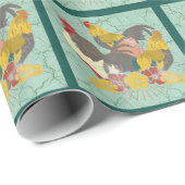 Lebhafte Rooster-Parade: farbenfrohe Hühner Geschenkpapier (Rolleneckpunkt)