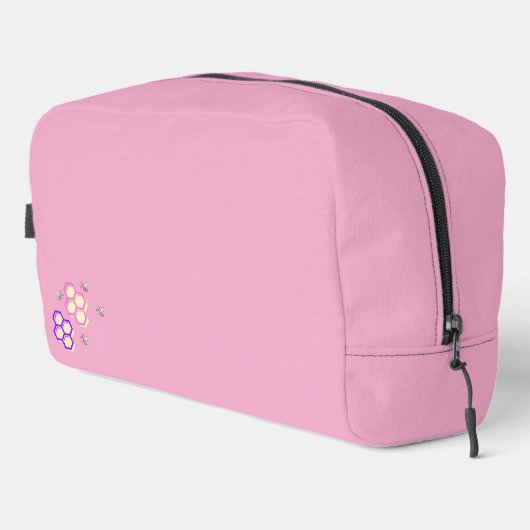 Lebhafte rosa Bee-uty-Tasche mit Honeycomb-Design Waschbeutel (Rechte Ecke)