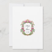 Lebhafte Rosa Blumengrün Einladung zur Hochzeit (Rückseite)