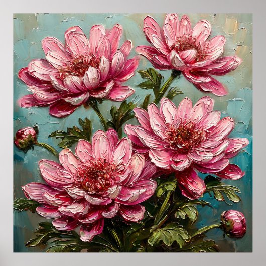 Lebhafte rosa Chrysanthemum-Blume Poster (Vorne)