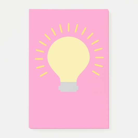 Lebhafte rosa gelbe Glühbirne Post-it Klebezettel (Vorderseite)