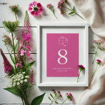 Lebhafte rosa Monogramm-Hochzeitkarte für die Tisc Tischnummer<br><div class="desc">Diese elegante Hochzeitskarte ist mit einem Monogramm versehen, das von blumengeschmückter Linienkunst umgeben ist, mit den Initialen der Braut und des Bräutigams, den Namen und dem Hochzeitsdatum in Weiß auf einem lebhaften fuchsienrosa Hintergrund. Fügen Sie mithilfe der Vorlagenfelder Ihre benutzerdefinierten Daten hinzu. Klicken Sie auf "Bearbeiten mit dem Designwerkzeug", um...</div>