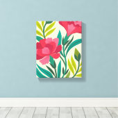 Lebhafte rosa Nelken und Folgekunst Leinwanddruck (Insitu (Holzboden))