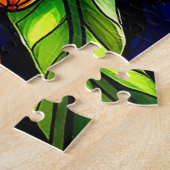 Lebhafte rosa Orchideen in festem Glas Puzzle (Seite)