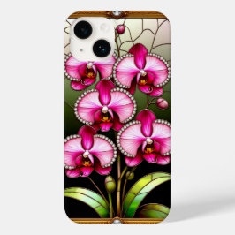 Lebhafte rosa Orchideen in Ziergoldrahmen Case-Mate iPhone 14 Hülle