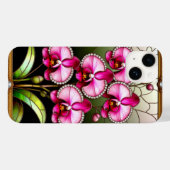 Lebhafte rosa Orchideen in Ziergoldrahmen Case-Mate iPhone Hülle (Rückseite (Horizontal))
