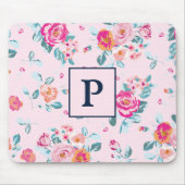 Lebhafte rosa Rosen bläserfarben auf blütenfarbene Mousepad (Vorne)