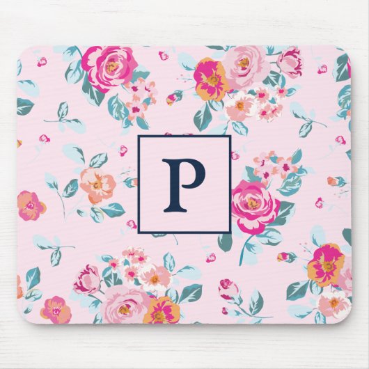 Lebhafte rosa Rosen bläserfarben auf blütenfarbene Mousepad (Vorne)