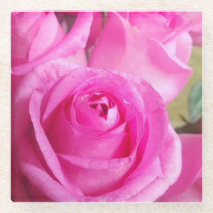 Lebhafte rosa Rosen Glasuntersetzer