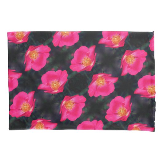Lebhafte rosa Rosenblätter Abstraktes Blumenmuster Kissenbezug (Vorderseite)