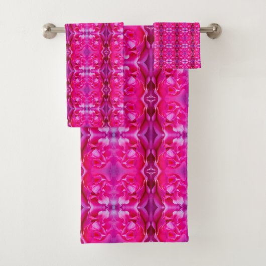 Lebhafte Rosa Rosenblätter M-große Blumenmuster Badhandtuch Set (Insitu)