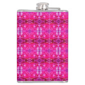 Lebhafte Rosa Rosenblätter M-große Blumenmuster Flachmann (Rückseite)