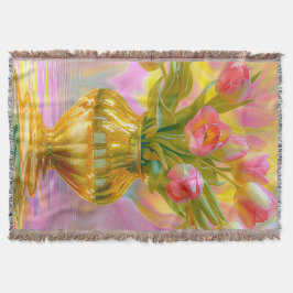 Lebhafte rosa Tulips in der goldenen Vase Decke