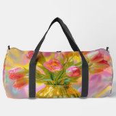 Lebhafte rosa Tulips in der goldenen Vase Duffle Bag (Vorderseite)