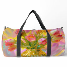 Lebhafte rosa Tulips in der goldenen Vase