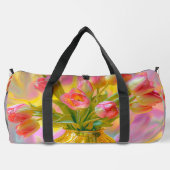 Lebhafte rosa Tulips in der goldenen Vase Duffle Bag (Rückseite)
