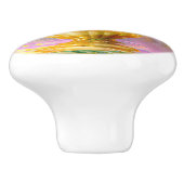 Lebhafte rosa Tulips in der goldenen Vase Keramikknauf (Seitenansicht)