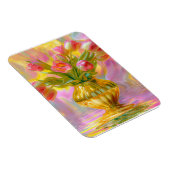 Lebhafte rosa Tulips in der goldenen Vase Magnet (Rechte Seite)