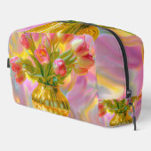 Lebhafte rosa Tulips in der goldenen Vase Waschbeutel (Rechte Ecke)