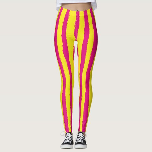 Lebhafte, rosa und gelbe Leggings (Vorderseite)
