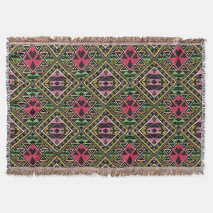 Lebhafte rosa und grüne Abstrakte Stoffe Kunst Decke