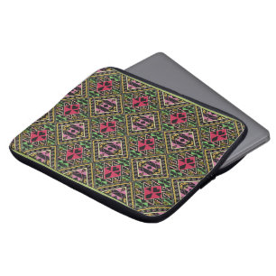 Lebhafte rosa und grüne Abstrakte Stoffe Kunst Laptopschutzhülle
