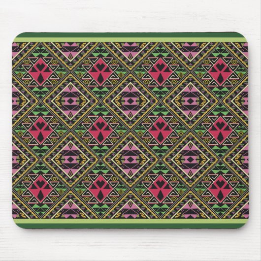 Lebhafte rosa und grüne Abstrakte Stoffe Kunst Mousepad (Vorne)