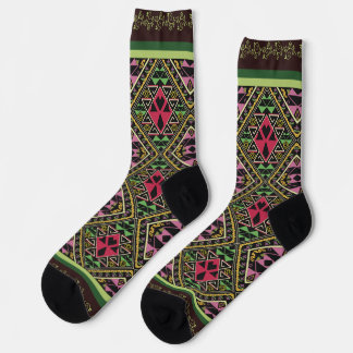 Lebhafte rosa und grüne Abstrakte Stoffe Kunst Socken
