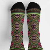 Lebhafte rosa und grüne Abstrakte Stoffe Kunst Socken (Oben)