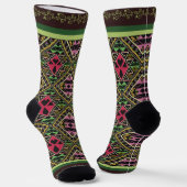Lebhafte rosa und grüne Abstrakte Stoffe Kunst Socken (Gewinkelt)